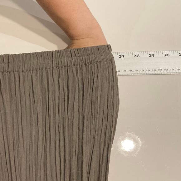 nwot DOUBLE D RANCH Skirt L Grey/Brown Pleated Crinkle A-Line Tiered Maxi Midi - Picture 7 of 9